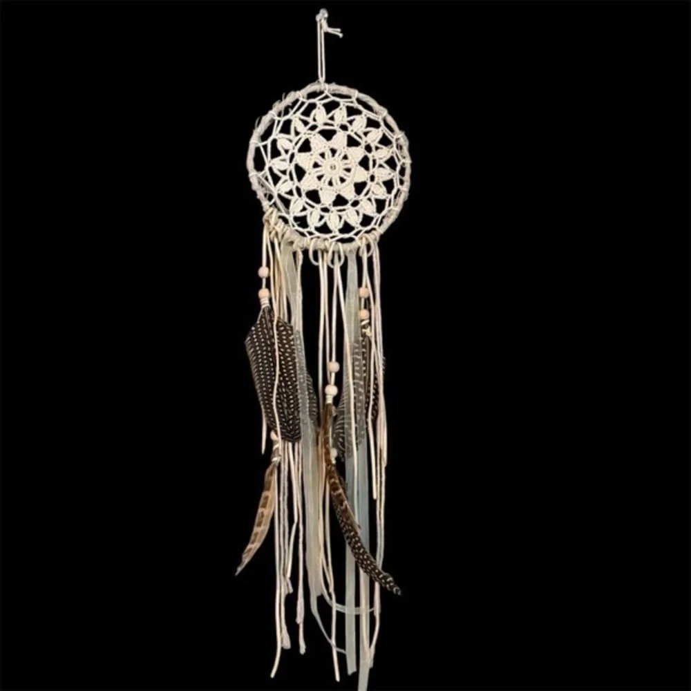 Bohemian home decor crochet dream catcher with feathers and beads